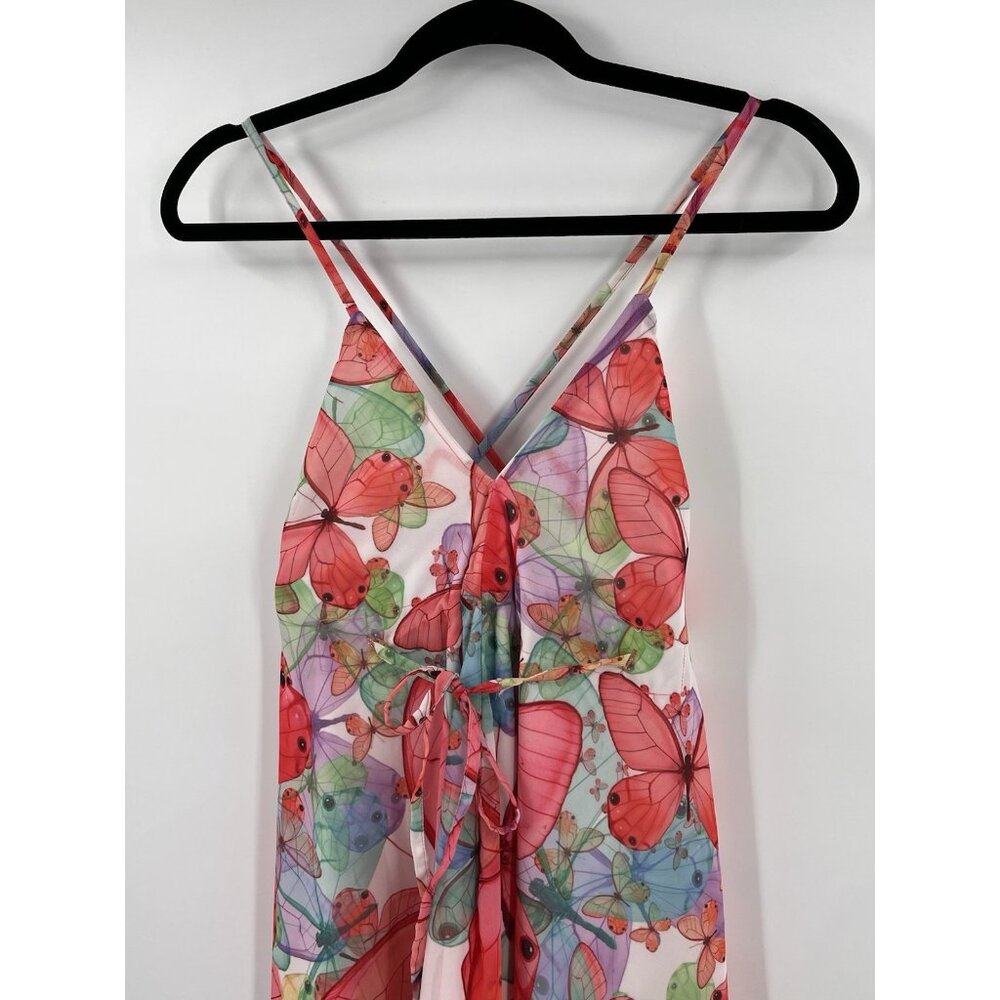 MOLLY BRACKEN Women's Bright Butterfly Strappy Midi Summer Dress XS - Picture 2 of 7